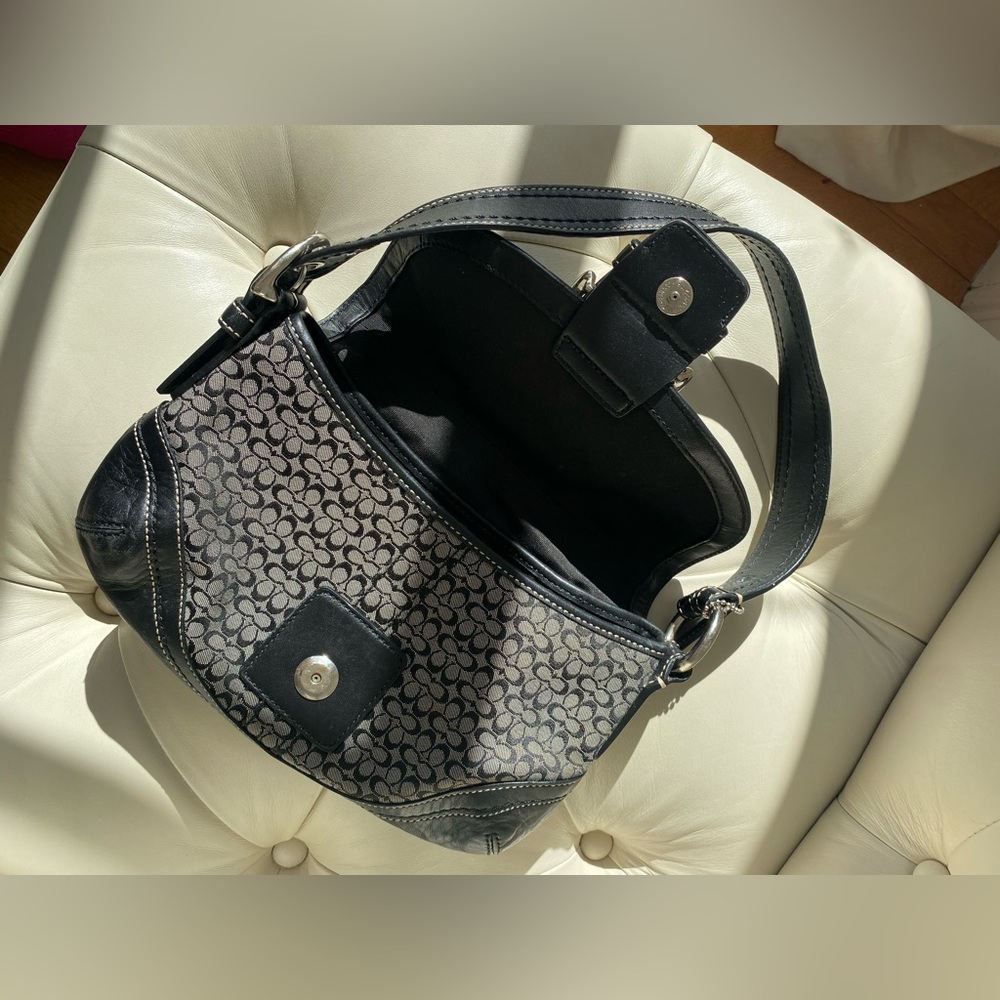 Vintage Y2K COACH Soho Signature C Black Jacquard & Leather Shoulder Bag π€ - Picture 14 of 16